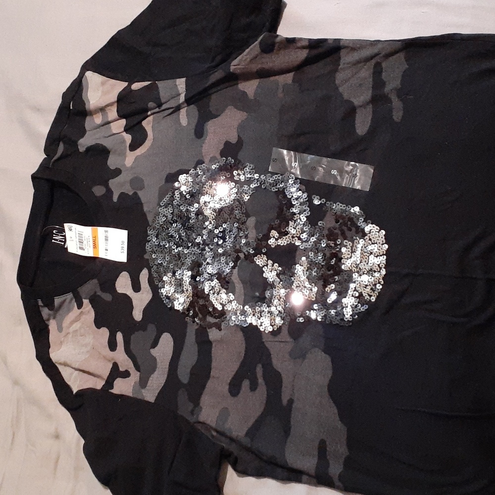 I.N.C Sequined Skull Tee
